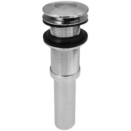 Keeney 1-1/4 In. Chrome-Plated Brass Universal Push Button Bathroom Sink Drain without Overflow
