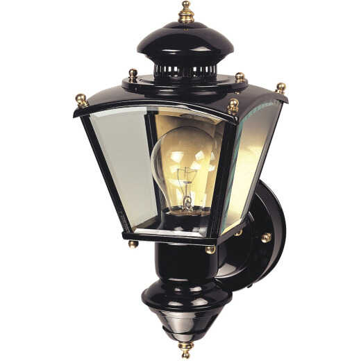 Heath Zenith Black Motion Activated/Dusk-To-Dawn Incandescent Outdoor Wall Light Fixture
