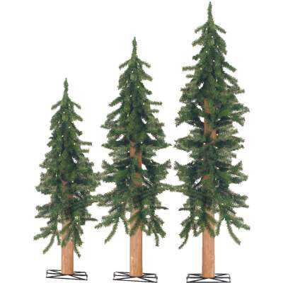Sterling 2 Ft./3 Ft./4 Ft. Alpine 25/35/50-Bulb Clear Incandescent Prelit Artificial Christmas Tree Set